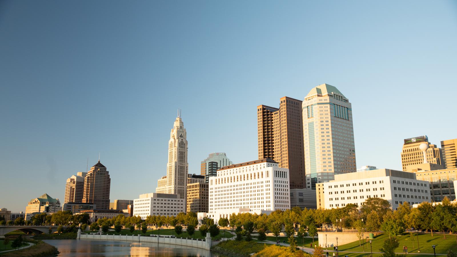 View of Columbus skyline from the Scioto River